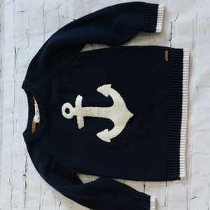 Label of Graded Goods Anchor Woven Cotton Navy Blue Pullover Sweatshirt Sweater